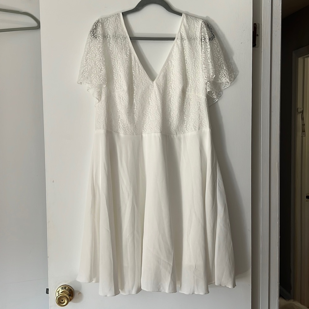 SHEIN white dress, lace detail great bridal shower dress